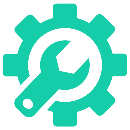 Icon with a spanner inside a cog to indicate the low maintenance of tarmac driveways